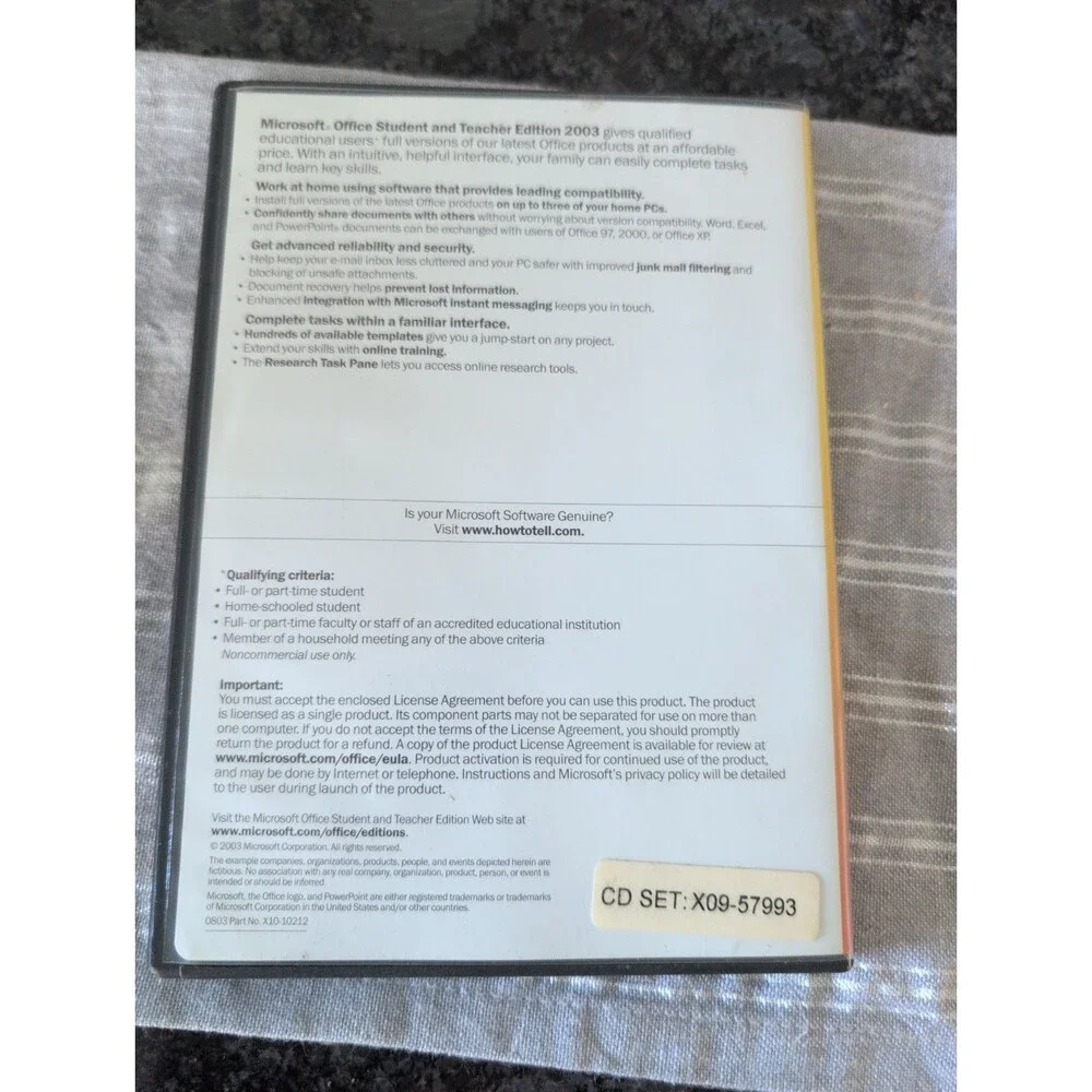 Microsoft Office 2003 Student & Teacher Edition w/ Product Key, see description